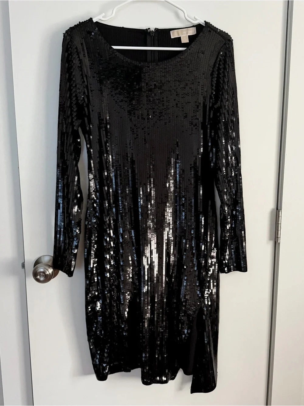 Michael Kors Black Sequin Long Sleeve Cocktail Dress